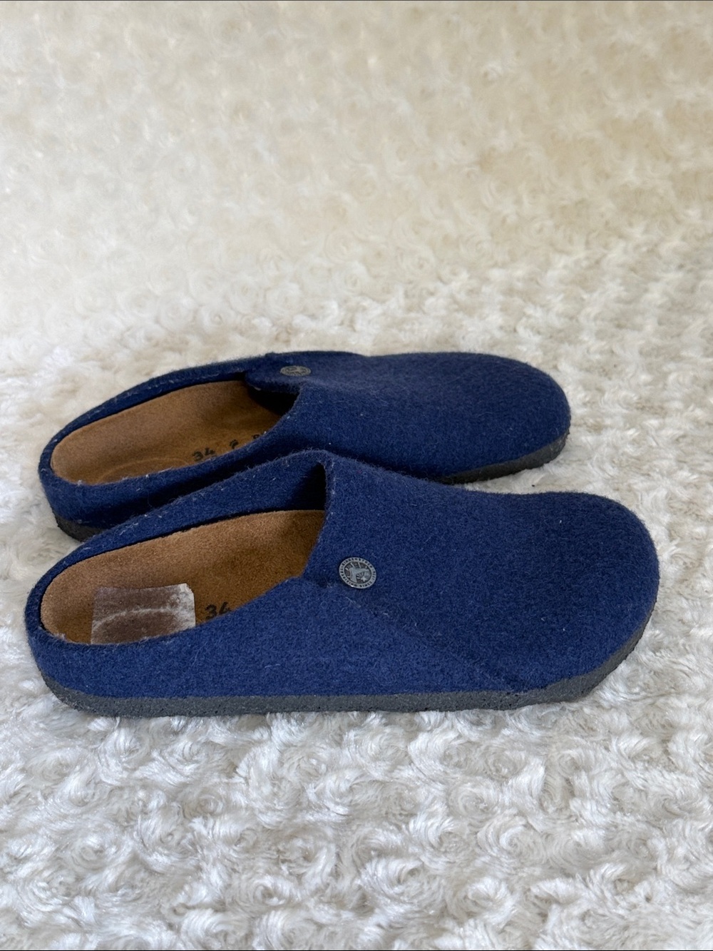 Birkenstock Kids Navy Felt Slip-On Clog Slippers, sz 3 little girl